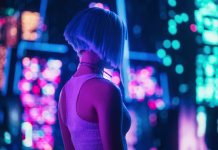 Mladostniki tolažbo iščejo pri umetni inteligenci – pa jim ta dejansko pomaga? Beautiful Retro-Futuristic Portrait of a Human Gamer Girl Resembling an Android Robot with Artificial Intelligence, Travelling in Modern City with Neon Lights and Colorful Cyberpunk Vibe