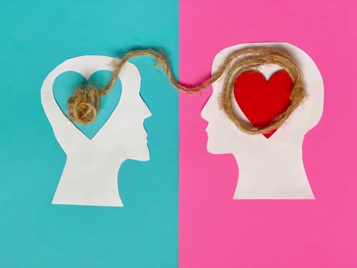 human-head-shape-with-untangling-thread-with-heart-on-pink-background-and-the-other-one-with-tangled-thread-on-blue-background-mental-health-awareness-and-solution-concept-stockpack-istock Human head shape with untangling thread with heart on pink background and the other one with tangled thread on blue background. Mental health awareness and solution concept.