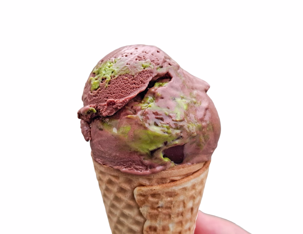 Dubai chocolate ice cream isolated on white