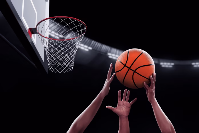 Professional male basketball player shooting