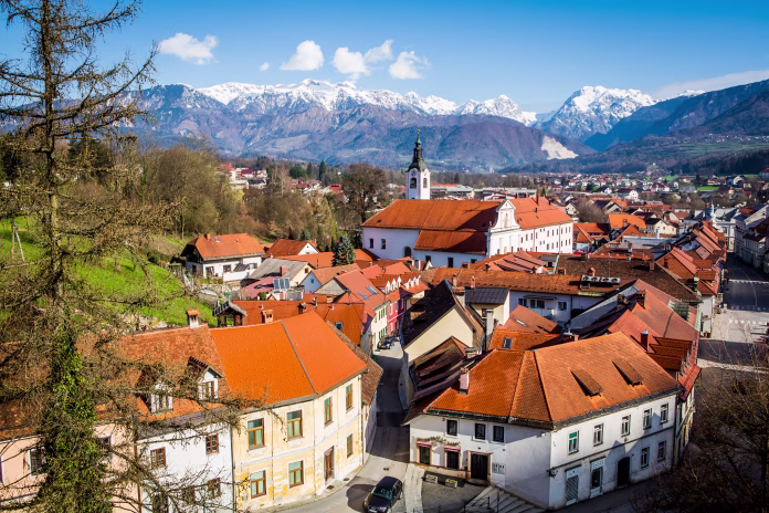 View over the village of Kamnik in the Julian Alps of Slovenia