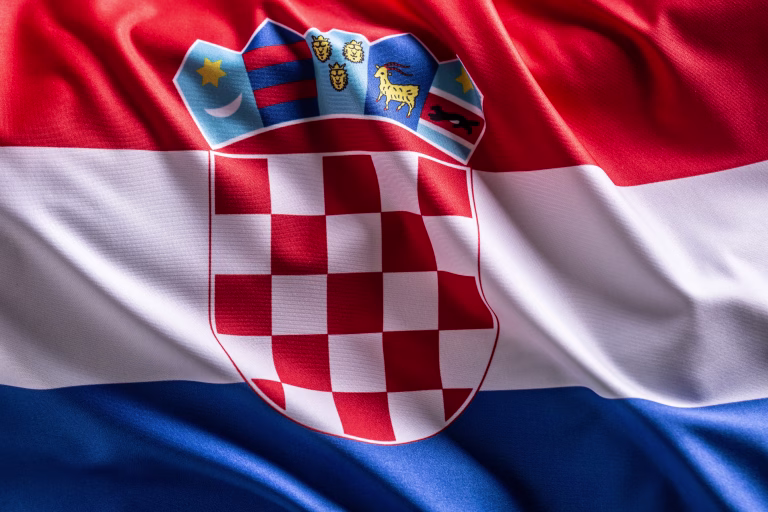 Waving flag of Croatia. National symbol of country and state.
