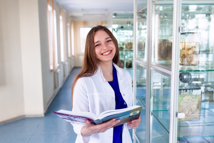 a-student-of-the-medical-university-in-the-anatomical-museum-a-future-nurse-in-the-office-of-a-nursing-school-stockpack-istock A student of the medical university in the anatomical museum. A future nurse in the office of a nursing school.