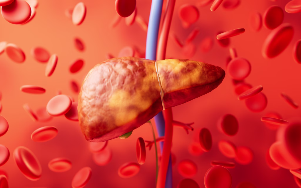 Liver organ with fatty liver state, 3d rendering. 3D illustration.