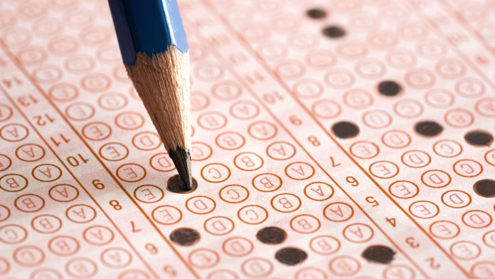 Student filling out answers to a test