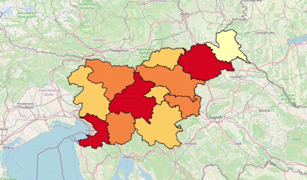 Priselitve po regijah