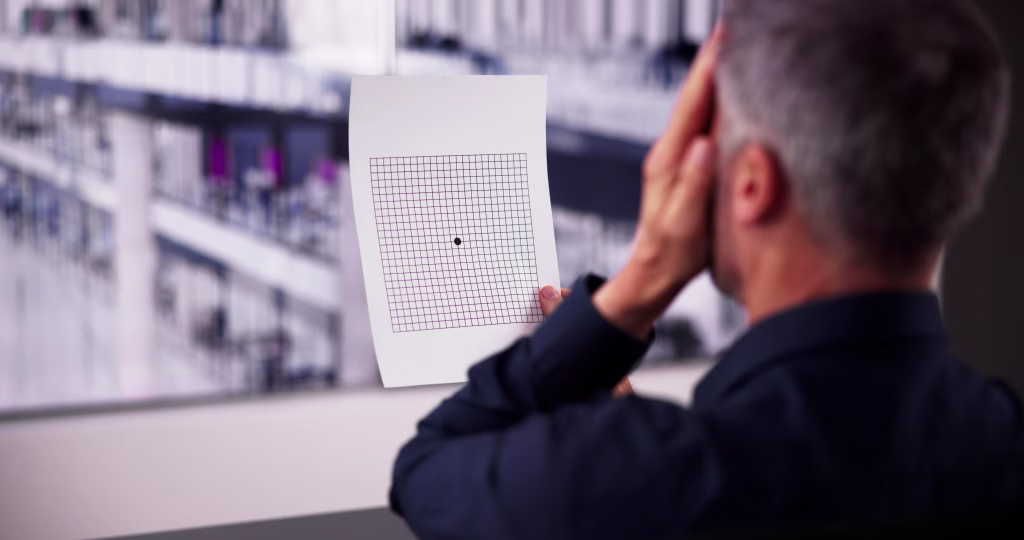 Amsler Grid Sight Examination. Ophthalmology And Maculopathy