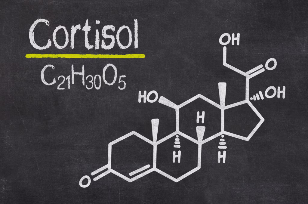 Blackboard with the chemical formula of cortisol