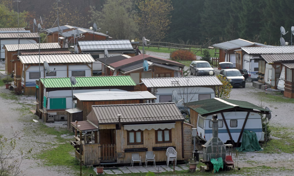 Gypsies gypsy camp on the outskirts of the city