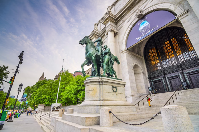 New York City, USA - May 13, 2012: The equestrian statue of Theodore Roosevelt at the American Museum of Natural History in Manhattan. The museum collections contain over 32 million specimens.