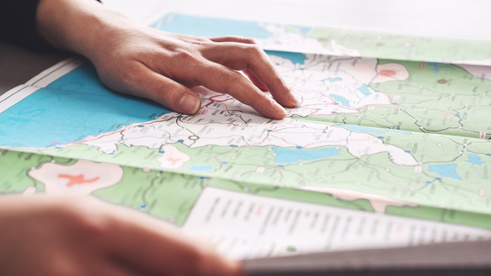 Travel planning concept on map
