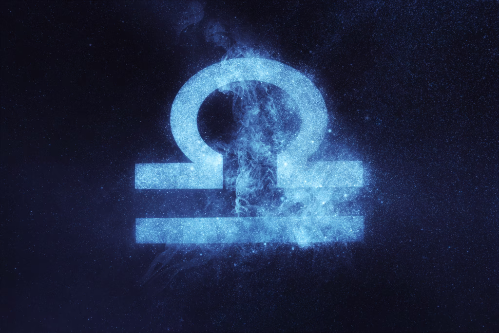 Libra Zodiac Sign. Abstract night sky background
