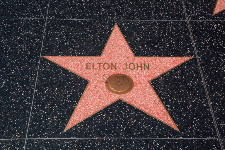 Los Angeles, USA - August 10, 2017: Elton John start on the pavement on walk of fame in Los Angeles, California.