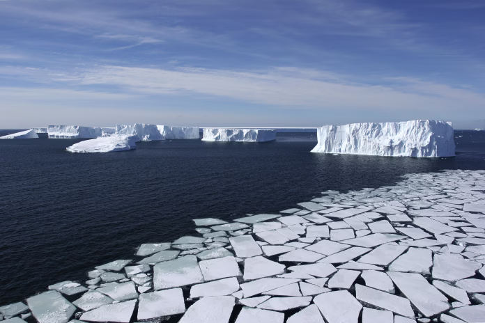 Ross Sea, Antarctica - Aerial View with Pack Ice and Icebergs, Eco Tourism