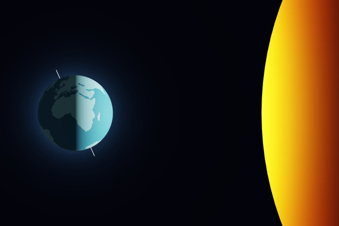 3d-illustration-of-winter-solstice-blue-earth-planet-with-yellow-sun-in-dark-blue-background-template-for-background-banner-card-poster-with-copy-space-stockpack-istock 3D Illustration of Winter solstice. Blue Earth planet with yellow sun in dark blue background. Template for background, banner, card, poster with copy space.