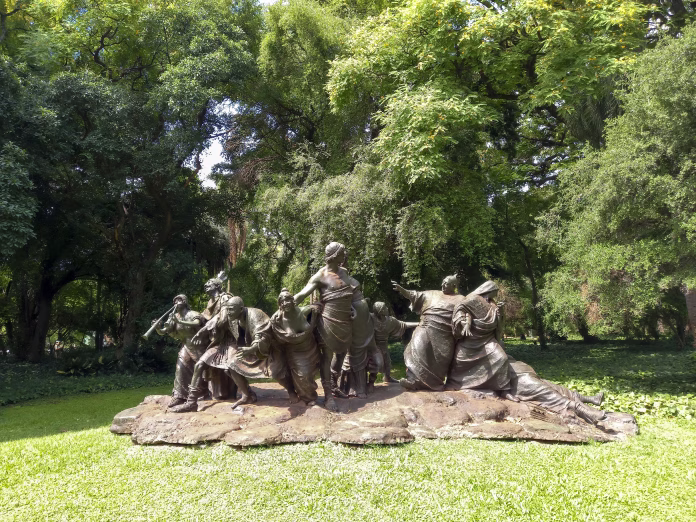 Buenos Aires, Argentina - Nov 30, 2024: Saturnalia sculpture in the Carlos Thays Botanical Garden public park in Palermo district, Buenos Aires, Argentina.