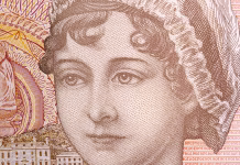 Kako je umrla Jane Austen? Jane Austen a closeup portrait from English money - pound