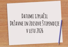 Izplačila Zoisove in državne štipendije v letu 2026: vsi datumi Izplačila štipendij v letu 2026