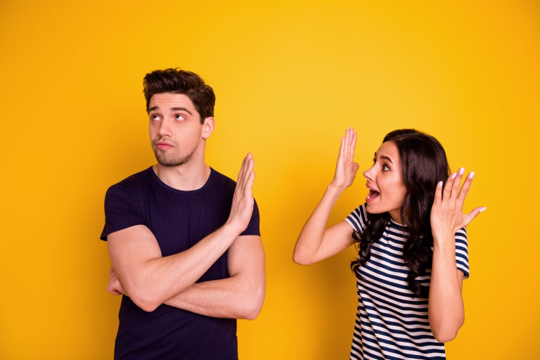 Portrait of nice attractive irritated annoyed sullen gloomy grumpy dissatisfied, people expressing negative emotion anger pretense argument fail failure isolated on bright vivid shine yellow background