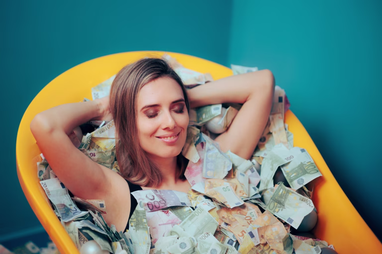 Young person achieving financial independence and stability accumulating savings