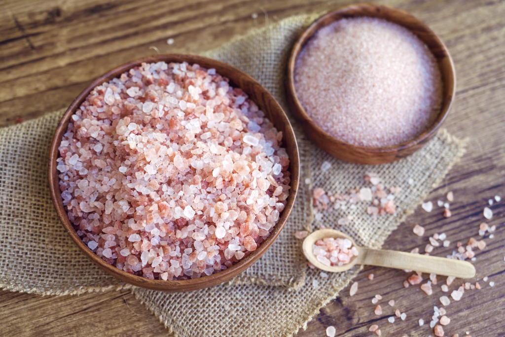 Himalayan Pink Salt in wooden bowl