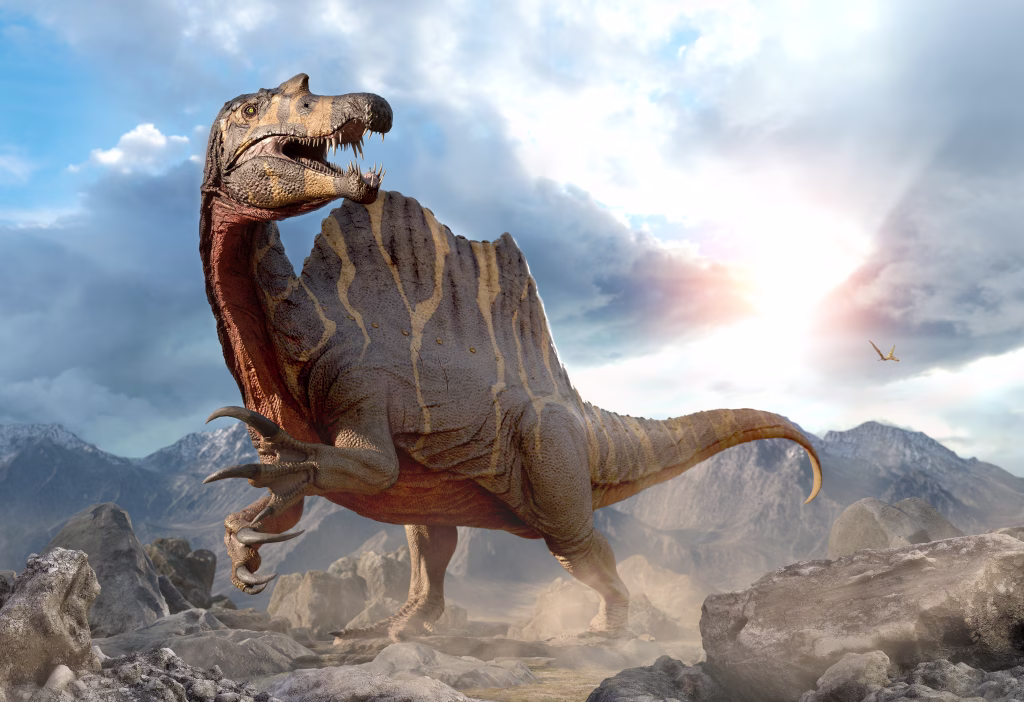 Spinosaurus from the Cretaceous era 3D illustration