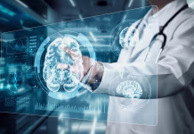 Povezava med epilepsijo in spanjem, ki je prej strokovnjaki niso zaznali Close up of doctor pointing and looking at hologram of human brain. Professional neurologist wearing lab coat and checking x ray or brain anatomy while analyzing and preparing of surgery. Remedial.