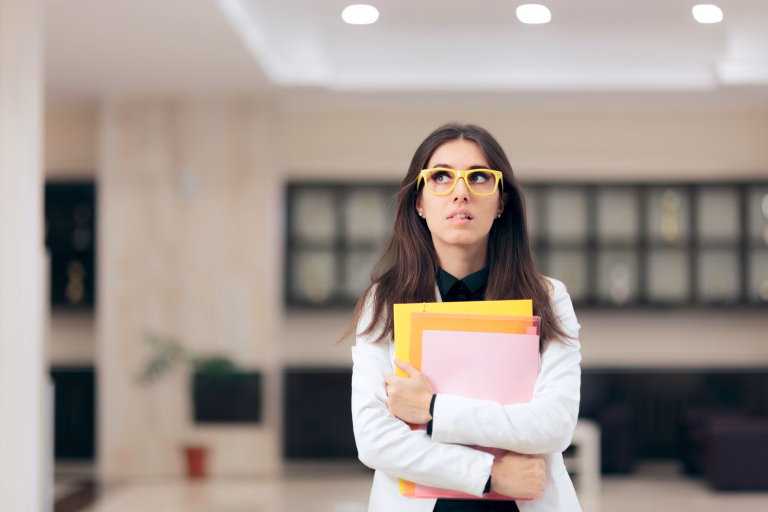 Funny nervous employee waiting for job interview