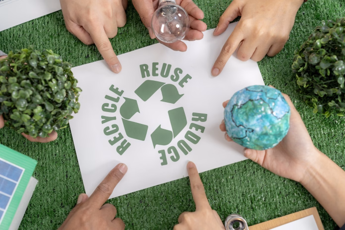 Group of business ESG meeting environment