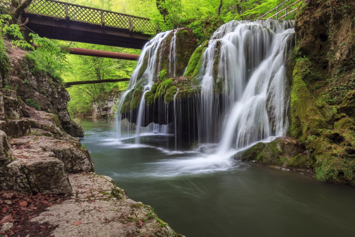 Waterfall Bigar. Located at the intersection with the parallel 45 in Romania
