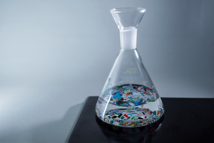 Microplastic particles floating in water are a global environmental pollutant