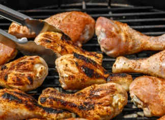 Tudi zdrava hrana lahko vsebuje nevarne kemikalije: take so in to povzročajo Juicy pieces of chicken charred on a very hot charcoal grill