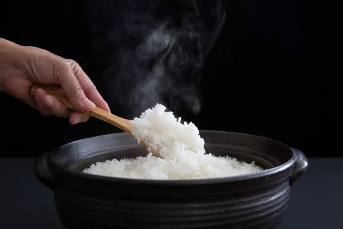 Clay pot Japanese cooking utensils Studio photography Cooking rice in a clay pot Rice cooker