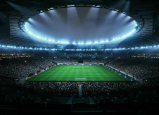 Kdo bo osvojil svetovno prvenstvo 2026? Stavnice so osvežile napovedi, z vrha opazujeta ti dve reprezentanci Professional Stadium With Football Game Championship Opening Ceremony. Soccer Teams Line up on the Pitch as Fans Pack the Arena, Creating a Dramatic Pre Match Atmosphere Before Kickoff Begins.