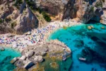 Cala Mariolu view from above. Cala Mariolu famous beach. Italy Sardinia Nuoro province National Park of the Bay of Orosei and Gennargentu Cala Mariolu listed as World Heritage. Sardinia, Italy.