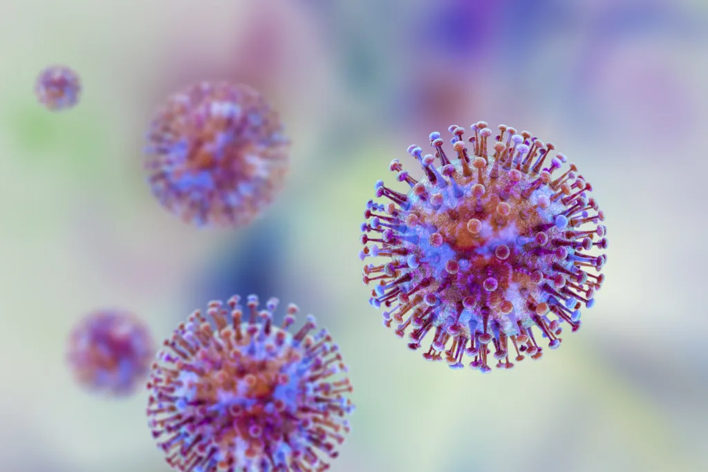 Group of viruses, computer illustration.