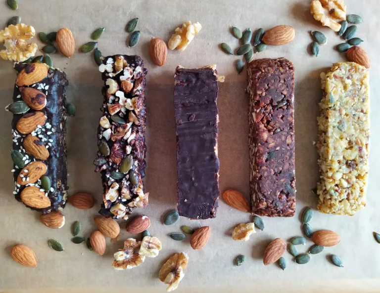 Health vegetarian cereal bars with seeds and nuts