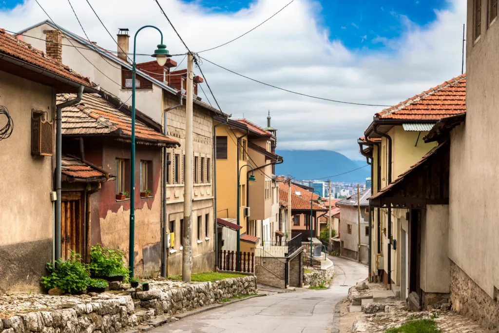 Historical center in Sarajevo in a beautiful summer day, Bosnia and Herzegovina