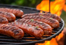 Kuharica razkrila, kaj doda vodi med kuhanjem klobas: »Tako je okus popoln« Hot sausage with spices on grill with fire in summer in garden
