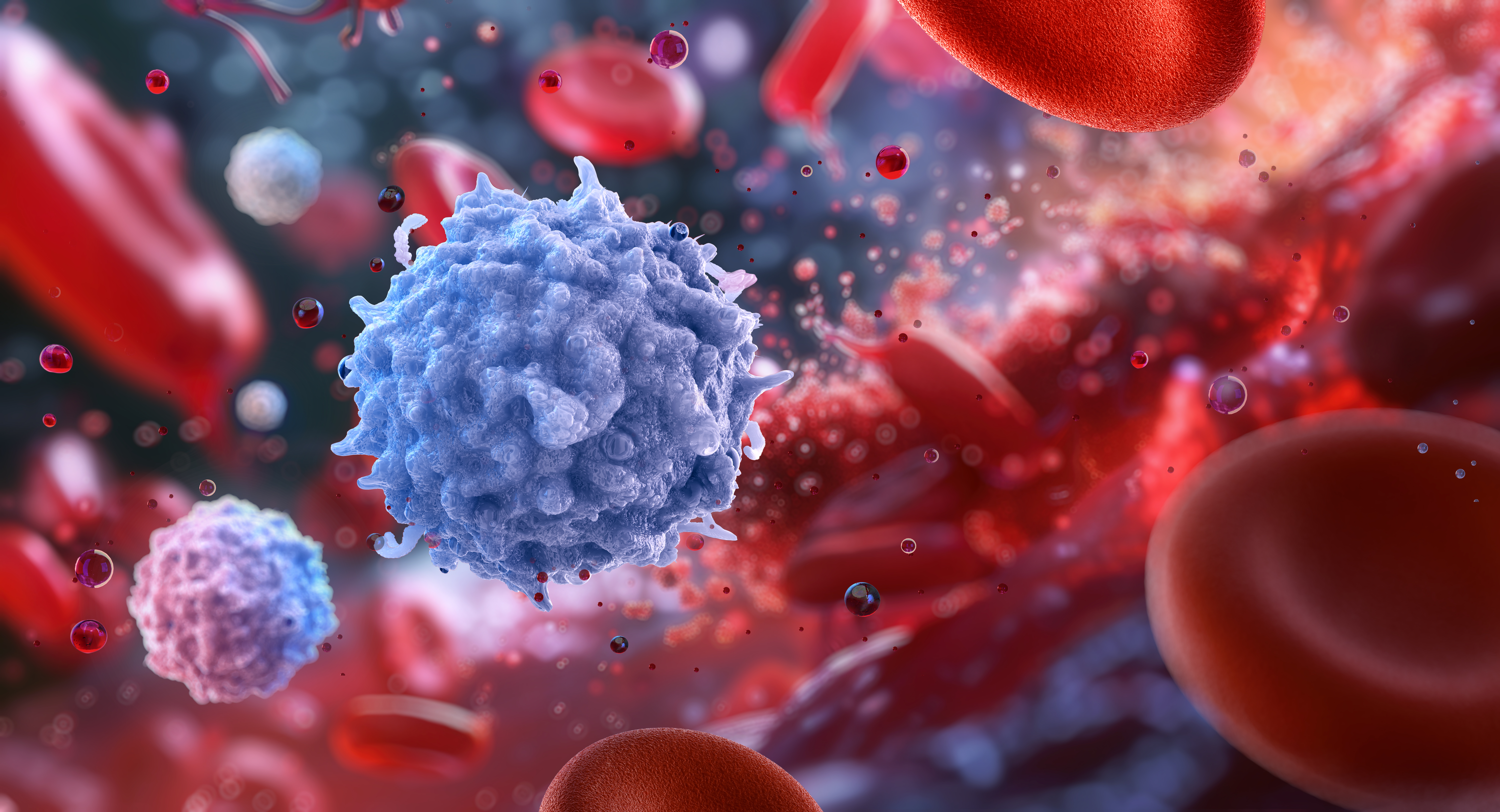Znanstveniki prvič v zgodovini iz nič ustvarili sintetično celico, ki se hrani in razmnožuje Lymphocytes, immune cells, white blood cells. Adaptive immune system, showcasing T-cells, B-cells, NK cells. Human lymphocytes combating infections. Medical 3D blood structure scientific illustration