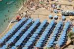 Monterosso al Mare beach umbrellas, Cinque Terre, Italy