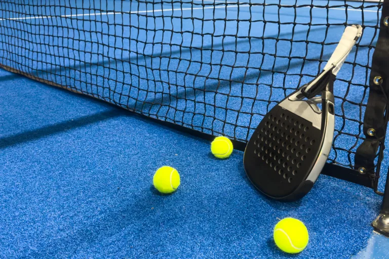 padel tennis racket sport court and balls. High quality photo