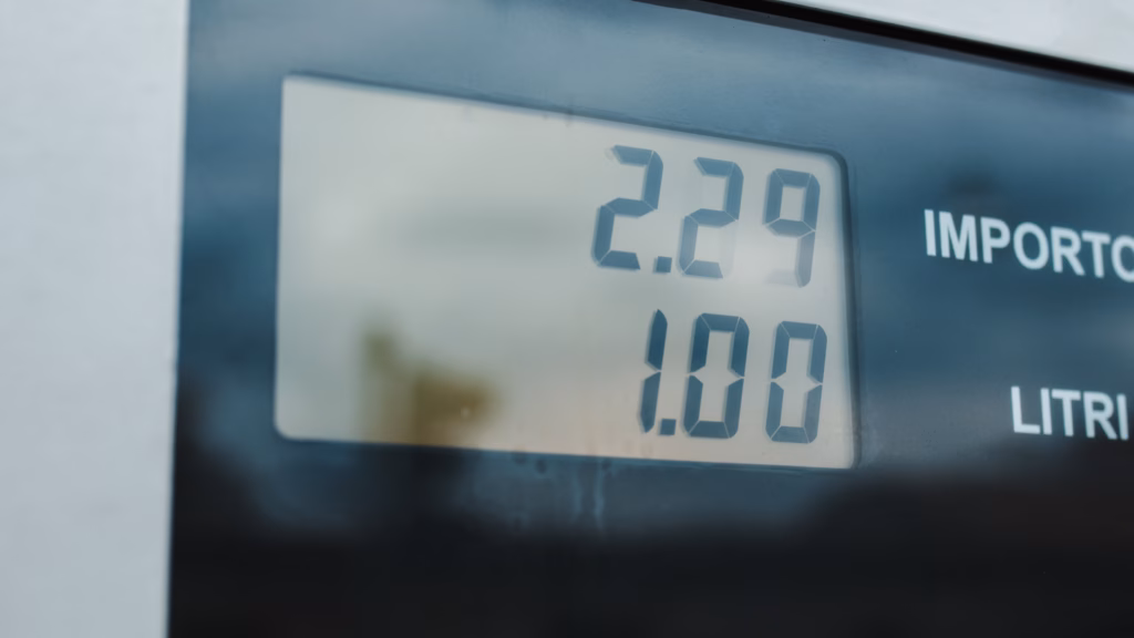 Gas station counter with prices that continue to rise in Italy. Close-Up shoot